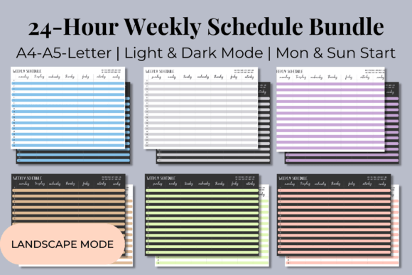 Download 24-Hour Weekly Schedule Bundle (L Mode) - Bundle Collection