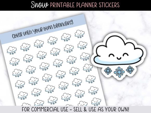 Download Snow Icon Printable Planner Stickers - Printable planner Collection