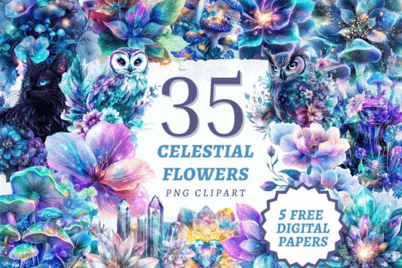 Download Celestial Flowers PNG Bundle - Bundle Collection