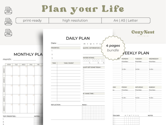 Download Printable Planner | Daily Weekly Monthly - Printable planner Collection