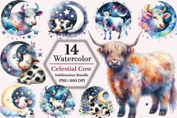 Download Celestial Cow Clipart Bundle - Bundle Collection